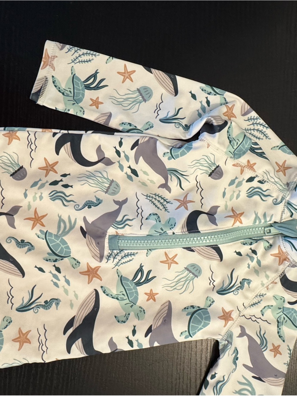 Caribbean Joe Kids' Sea Life Rashguard - White, Teal, Blue, Tan